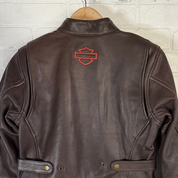 Harley-Davidson Women's Victory Lane Leather Brown Jacket Size Small NWT - Picture 9 of 14
